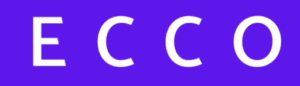 Literele albe, îndrăznețe, cu majuscule care scriu "ECCO" sunt centrate pe un fundal purpuriu solid, perfect pentru un site de logo-uri axat pe Eliberare Certificat Constatator sau certificat constatator servicii online.